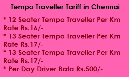 Tempo Traveller Tariff in Chennai