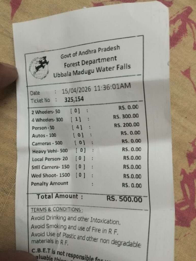 Tada Falls Entry Fees for Family