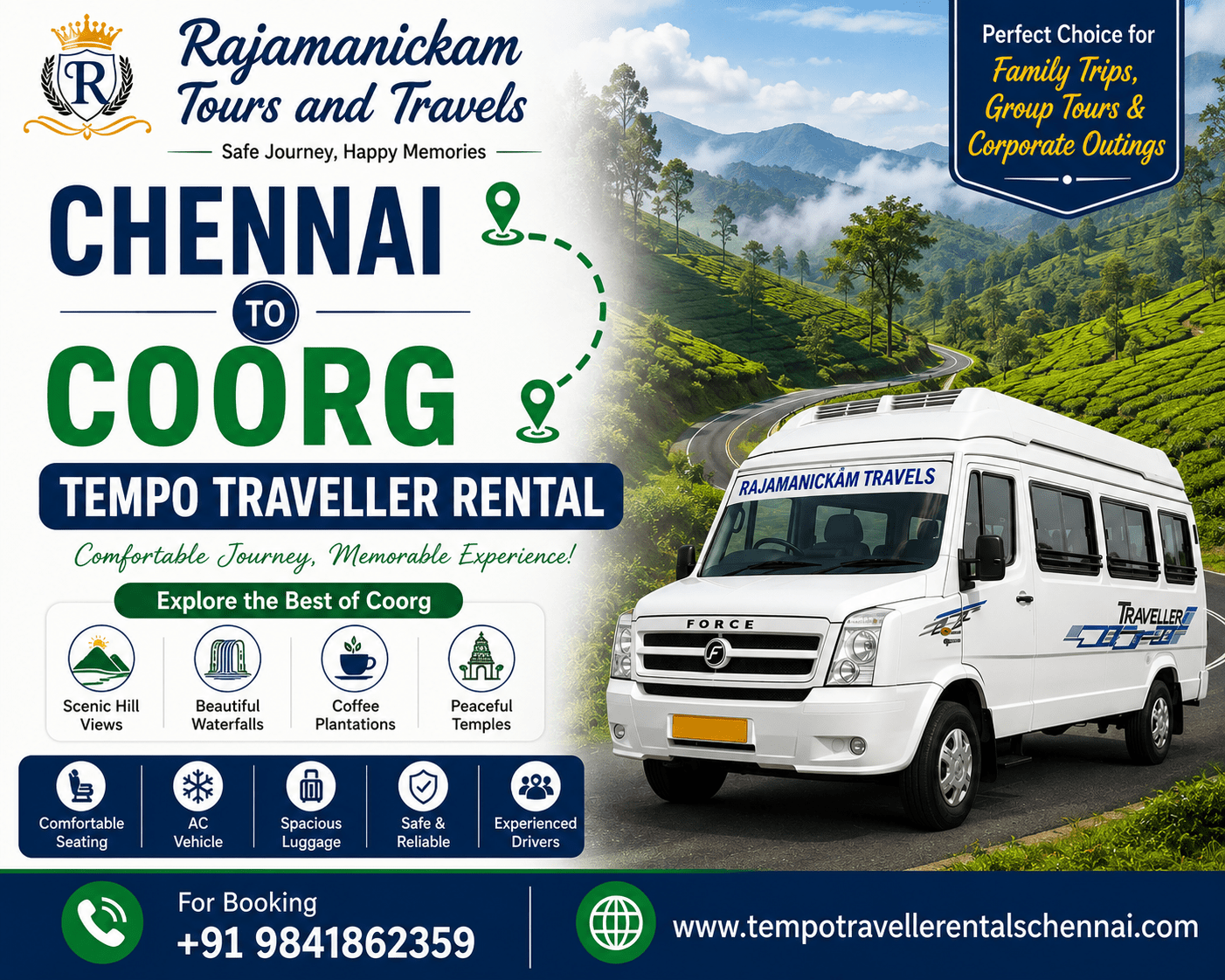 Chennai to Coorg Tempo Traveller