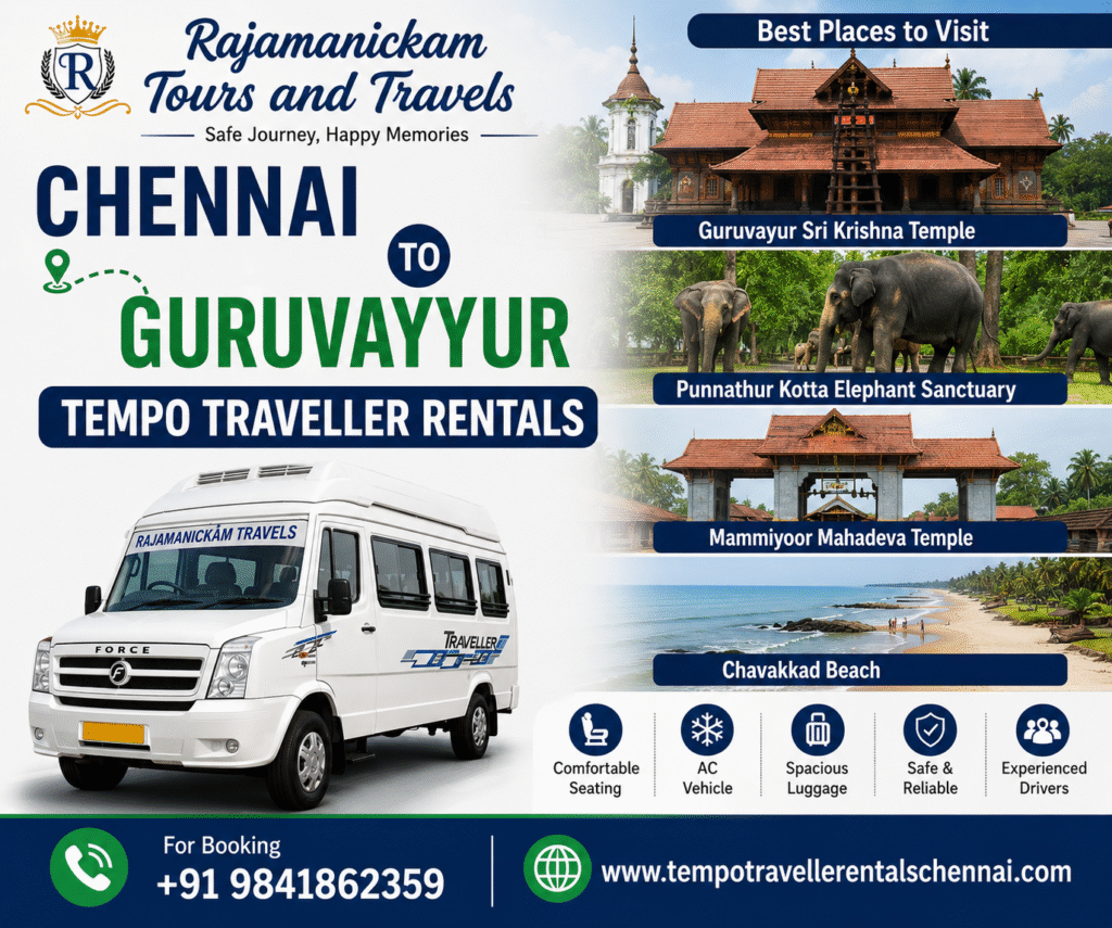 Chennai to Guruvayur Tempo Traveller