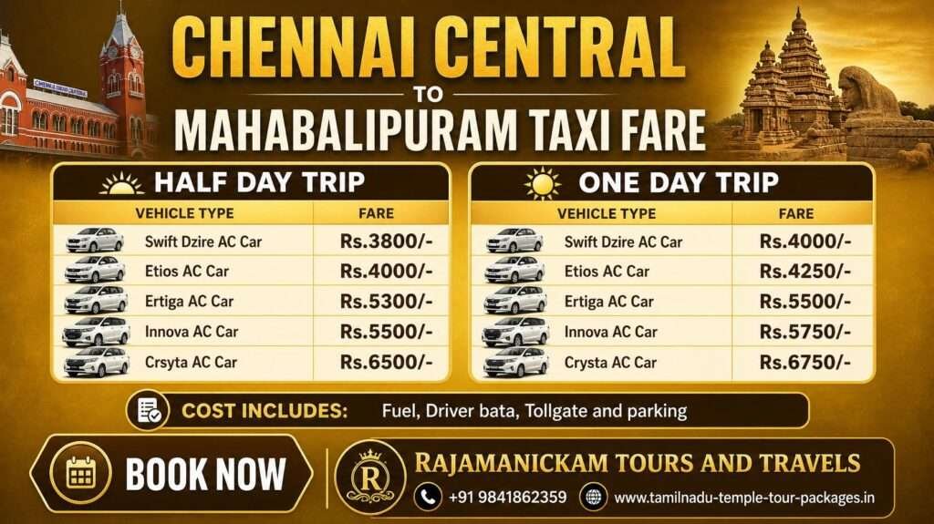 Chennai Central to mahabalipuram taxi fare