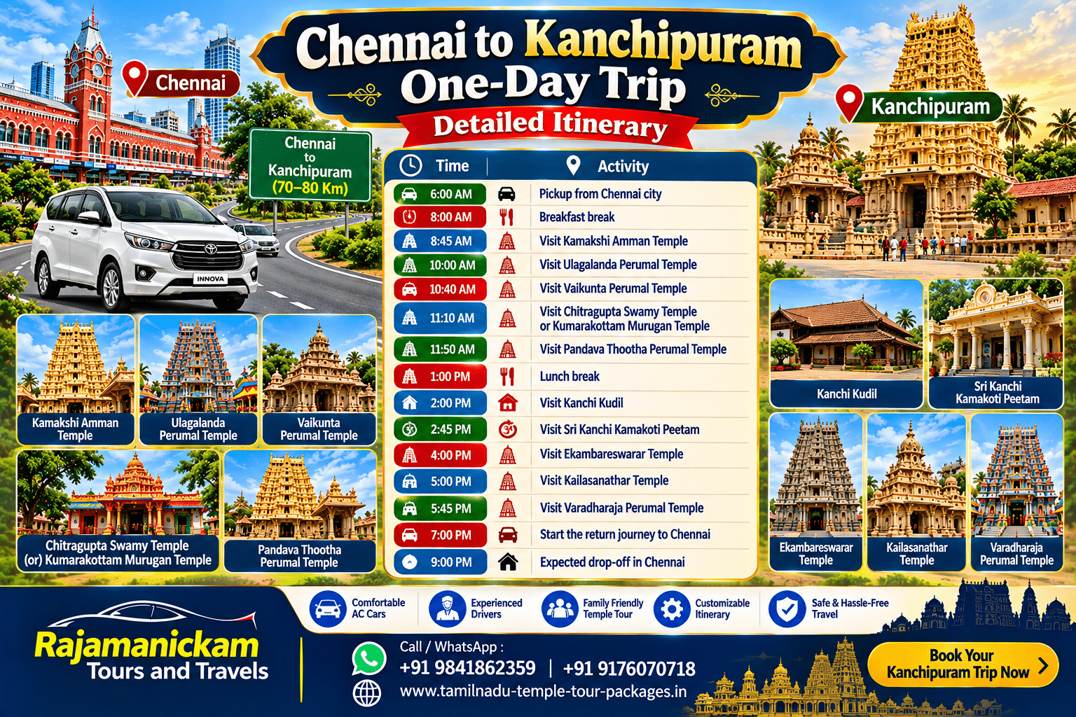 Chennai to kanchipuram temple Tour Itienrary