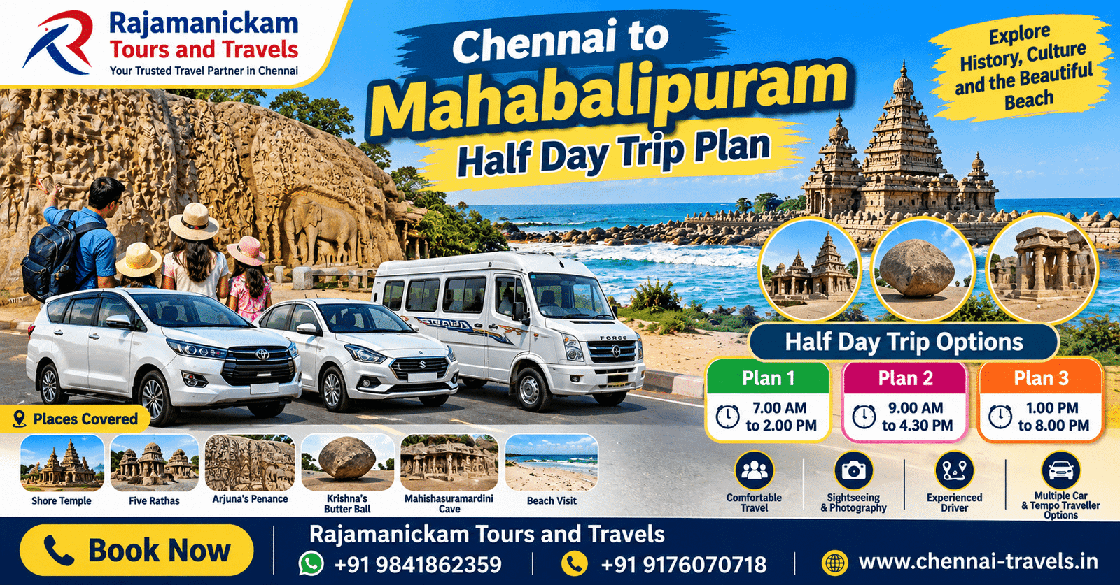 Chennai to Mahabalipuram Half Day Trip Plan